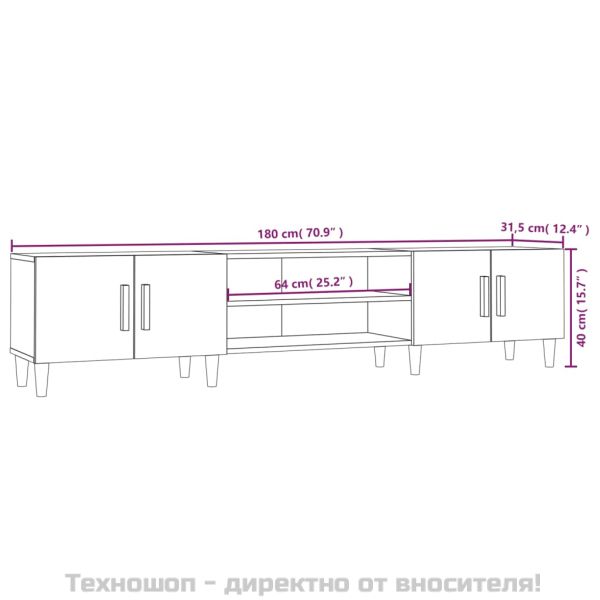 ТB шкаф, опушен дъб, 180x31,5x40 см, инженерно дърво