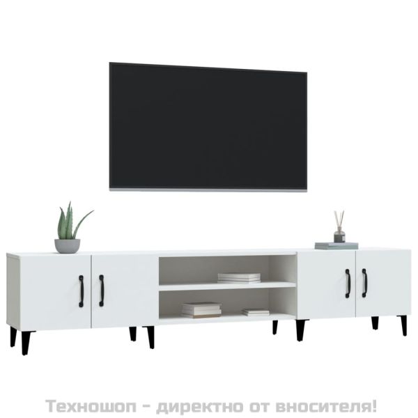 ТВ шкаф, бял, 180x31,5x40 см, инженерно дърво