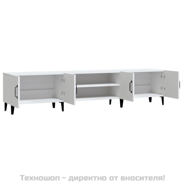 ТВ шкаф, бял, 180x31,5x40 см, инженерно дърво