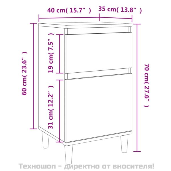 Нощни шкафчета, 2 бр, бетонно сиво, 40x35x70 см