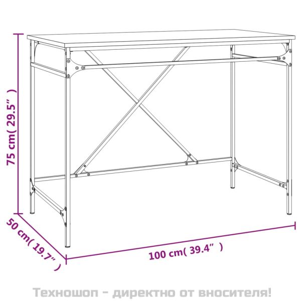 Бюро, опушен дъб, 100x50x75 см, инженерно дърво и желязо