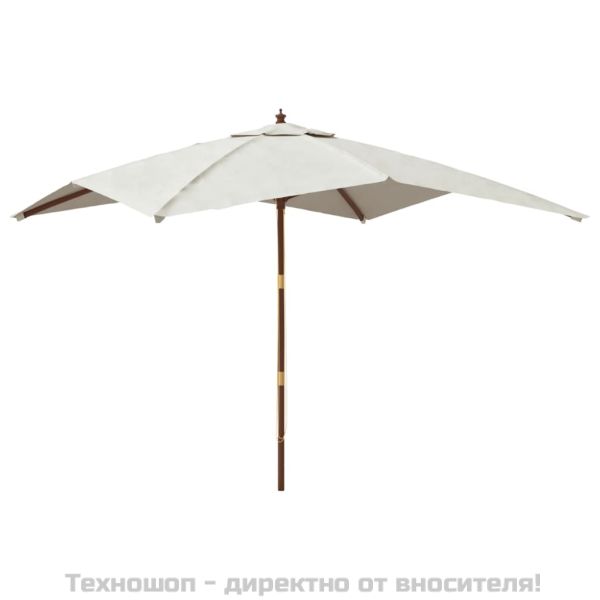 Градински чадър с дървен прът, пясъчен цвят, 300x300x273 см