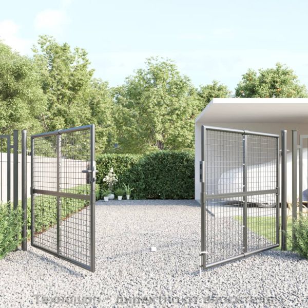 Градинска мрежеста порта, антрацит, 300x125 см, поцинкована стомана