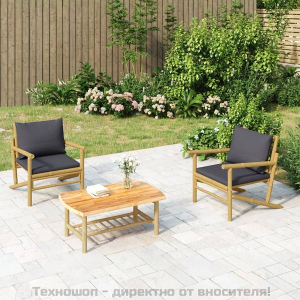 Градинска кафе маса 90x55x37 см бамбук