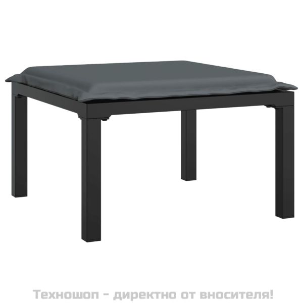 Градински лаундж комплект 6 части черно и сиво полиратан