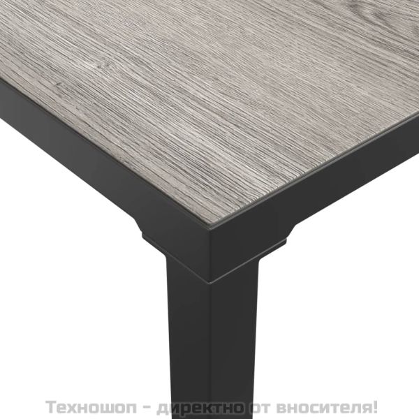 Градински лаундж комплект от 7 части, черно и сиво, полиратан