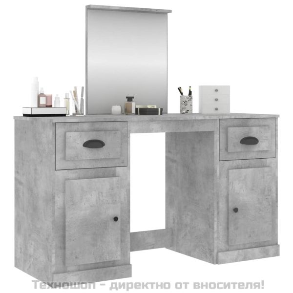 Тоалетка с огледало, бетонно сива, 130x50x132,5 см