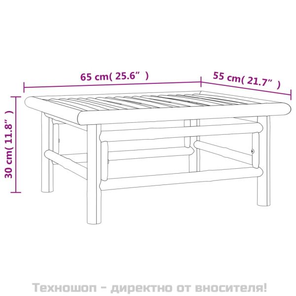 Градински лаундж комплект, 6 части, зелени възглавници, бамбук