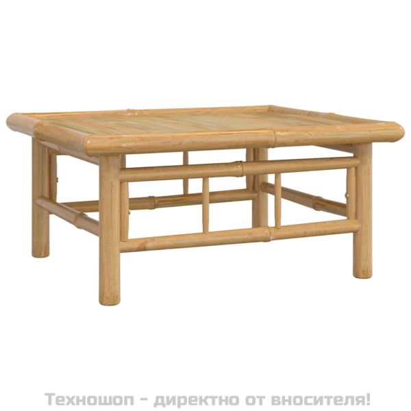 Градински лаундж комплект, 4 части, кремави възглавници, бамбук