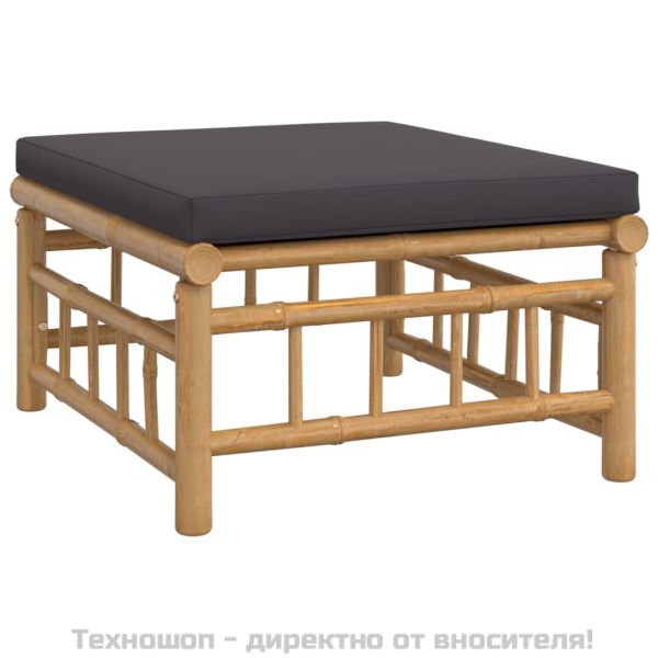 Градински лаундж комплект тъмносиви възглавници 10 части бамбук