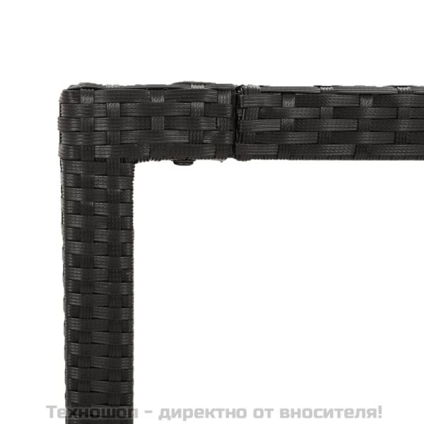 Градински трапезен комплект 7 части възглавници черен полиратан