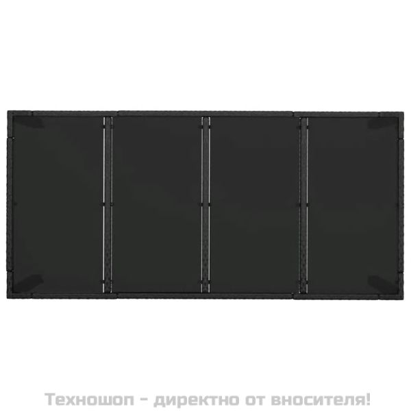 Градински трапезен комплект 7 части възглавници черен полиратан