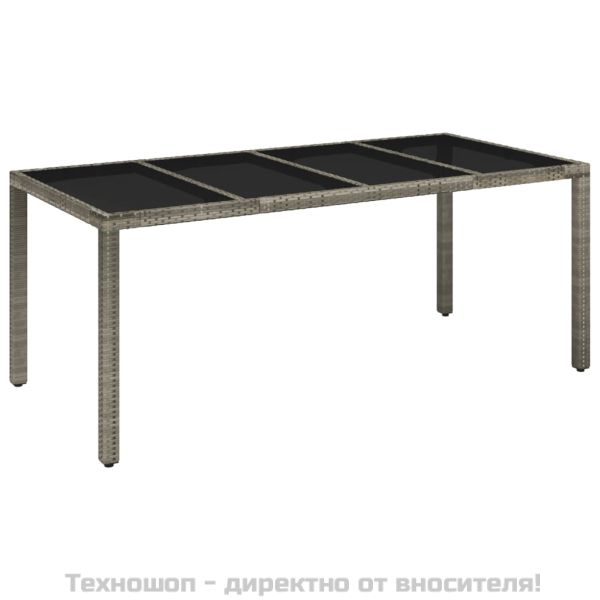 Градински трапезен комплект 7 части с възглавници сив полиратан