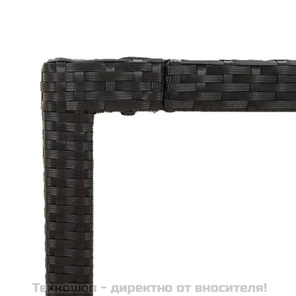 Градински трапезен комплект 7 части възглавници черен полиратан