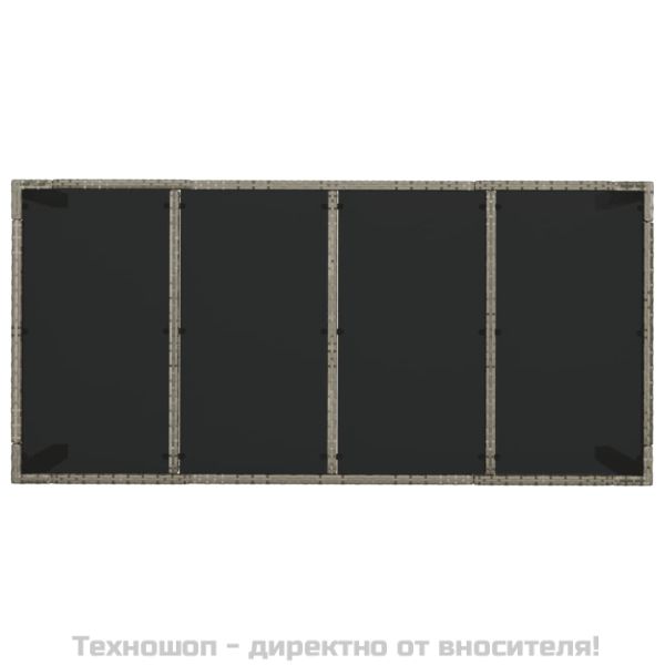 Градински трапезен комплект 7 части с възглавници сив полиратан