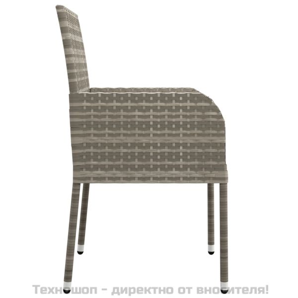 Градински трапезен комплект 9 части с възглавници сив полиратан