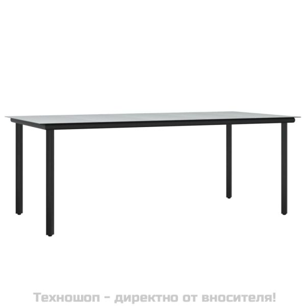 Градински трапезен комплект 7 части възглавници черен полиратан