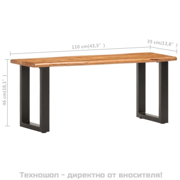 Пейка с "живи" ръбове, 110 см, акация масив и стомана