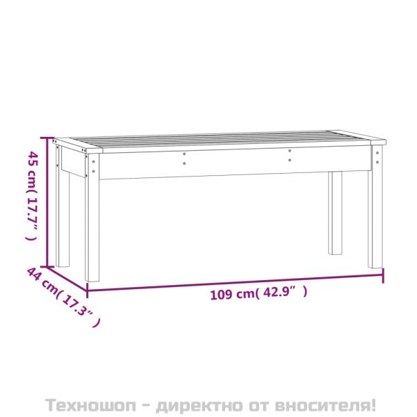Градинска пейка сива 109x44x45 см борово дърво масив