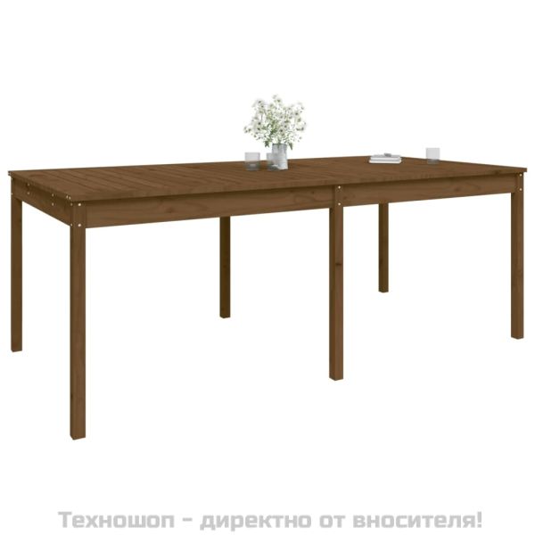 Градинска маса меденокафява 203,5x100x76 см борово дърво масив