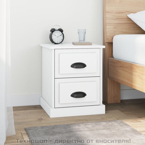 Нощно шкафче, бяло, 39x39x47,5 см, инженерно дърво