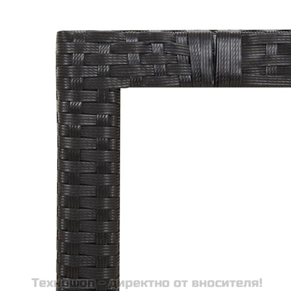 Градински комплект от 3 части с възглавници черни полиратан