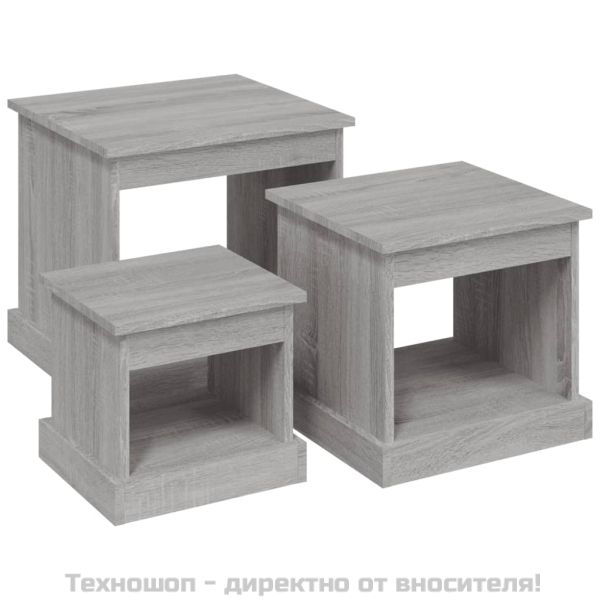 Кафе маси, 3 бр, сив сонома, инженерно дърво