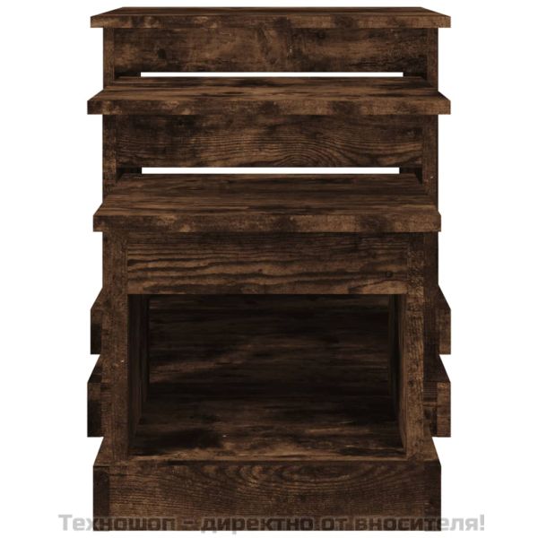 Кафе маси, 3 бр, опушен дъб, инженерно дърво