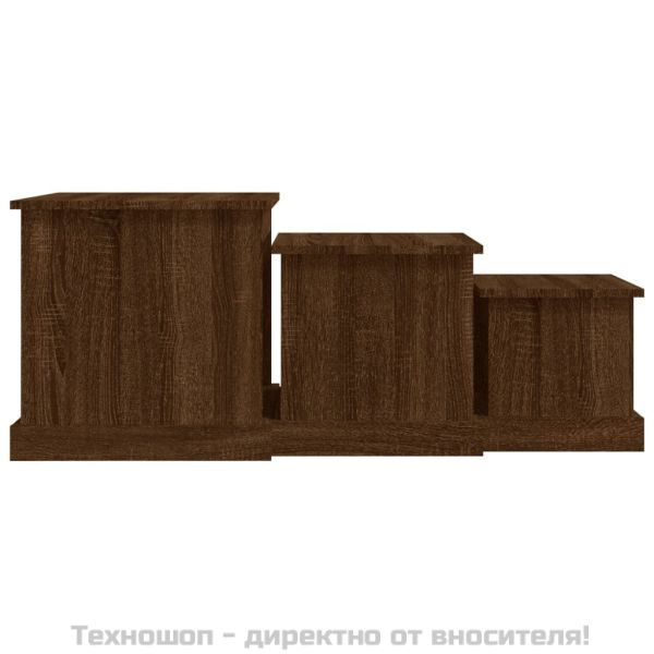 Кафе маси, 3 бр, кафяв дъб, инженерно дърво