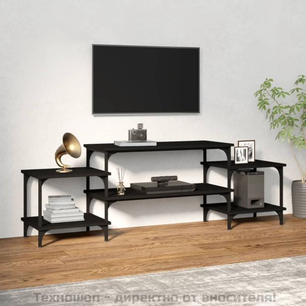 ТB шкаф, черен, 157x35x52 см, инженерно дърво