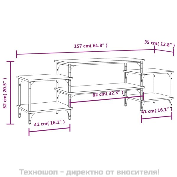 ТB шкаф, черен, 157x35x52 см, инженерно дърво