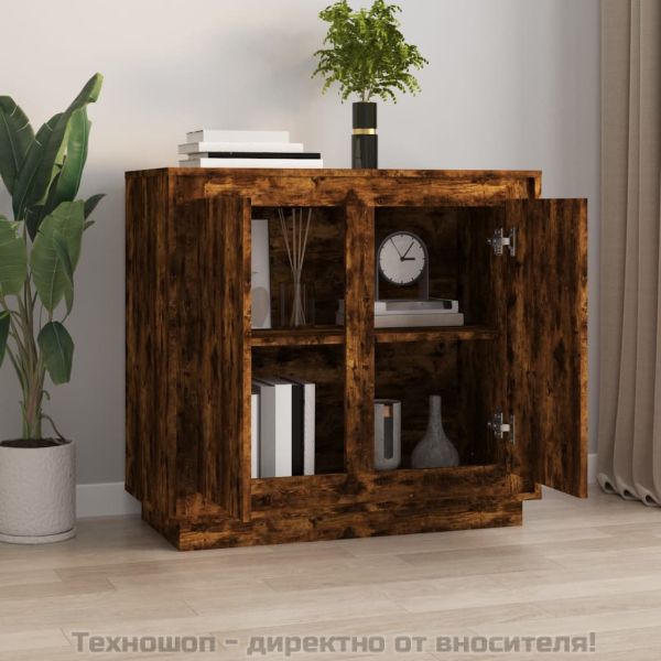 Сайдборд, опушен дъб, 80x34x75 см, инженерно дърво