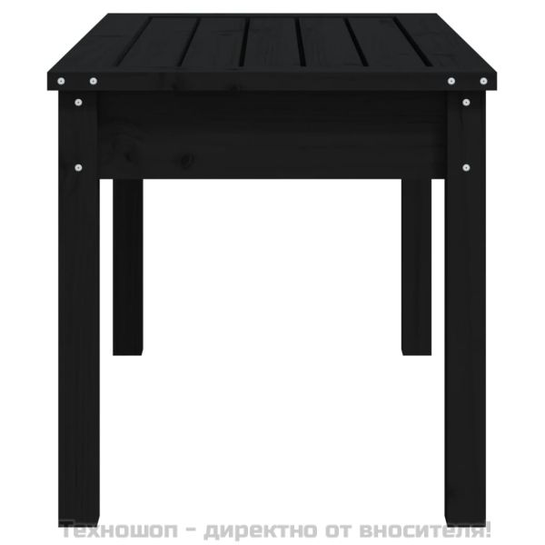 Градинска пейка, черна, 80x44x45 см, борово дърво масив