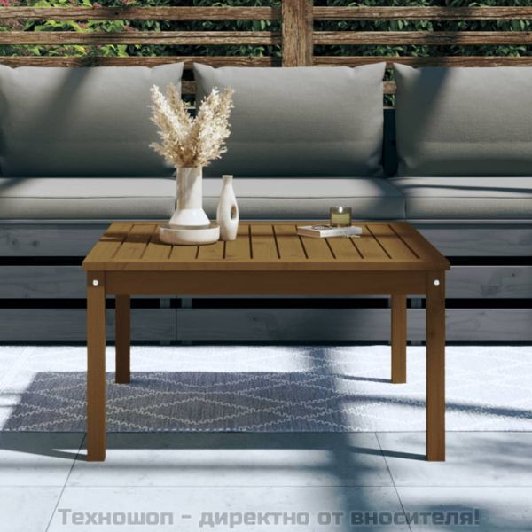 Градинска маса меденокафява 82,5x82,5x45 см борово дърво масив