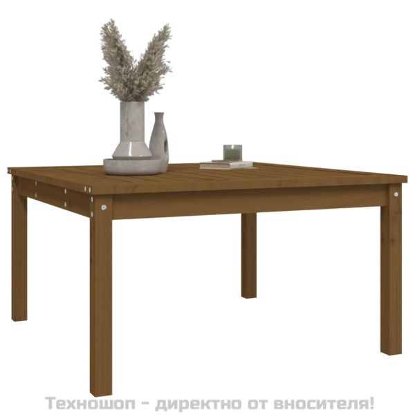 Градинска маса меденокафява 82,5x82,5x45 см борово дърво масив
