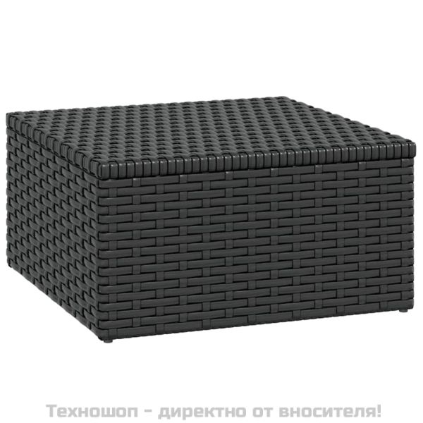 Градински лаундж комплект черен полиратан