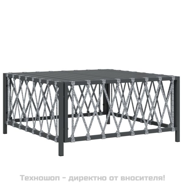 Градинска маса, антрацит, 70x70x34 см, тъкан текстил