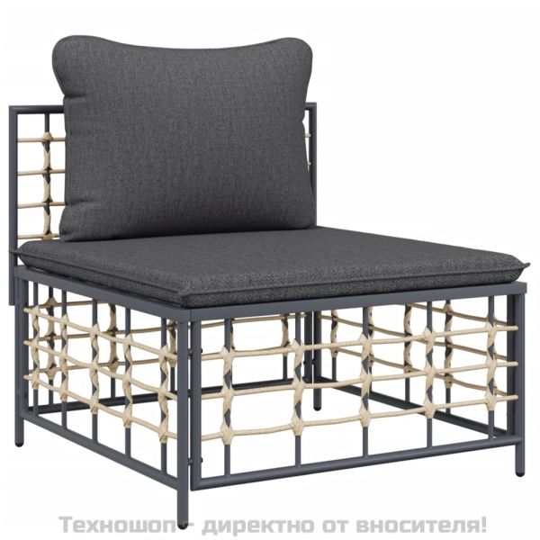 Градински комплект с възглавници 8 части антрацит полиратан