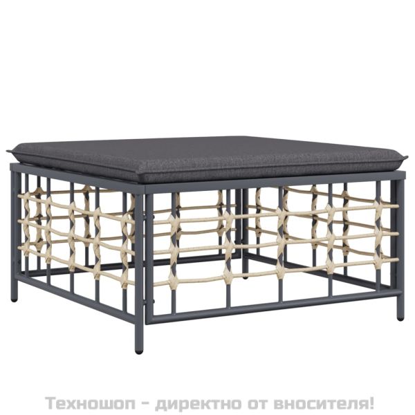 Градински комплект с възглавници 5 части антрацит полиратан