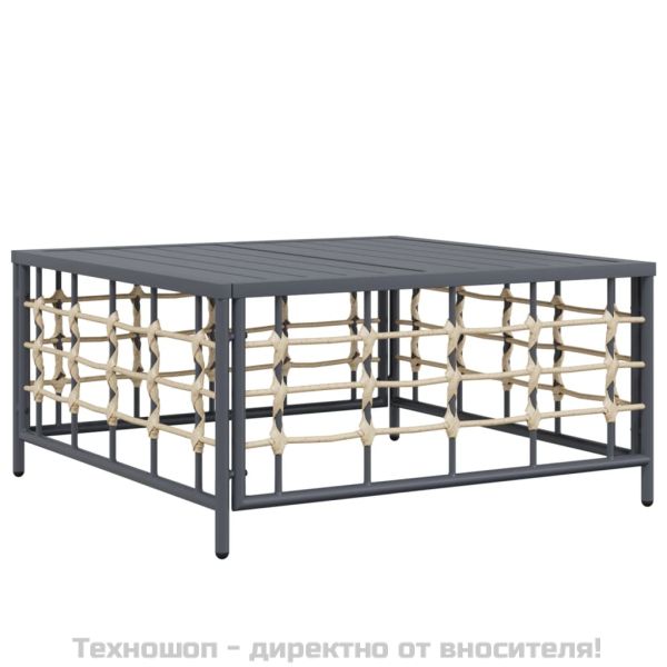 Градински комплект с възглавници 5 части антрацит полиратан