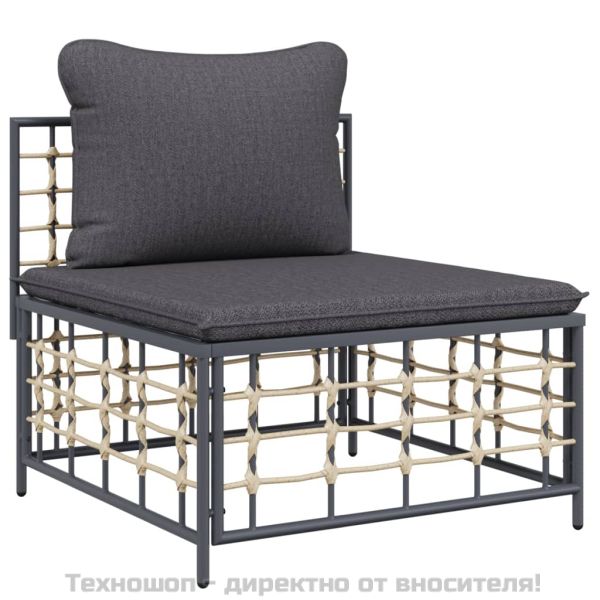 Градински комплект с възглавници 7 части антрацит полиратан