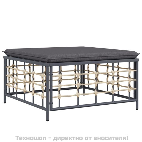 Градински комплект с възглавници 7 части антрацит полиратан