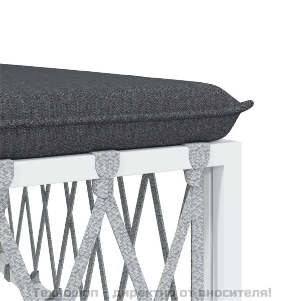 Градински лаундж комплект 2 части с възглавници бял стомана