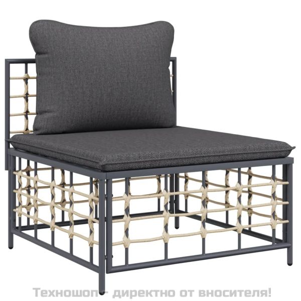 Градински комплект с възглавници 5 части антрацит полиратан