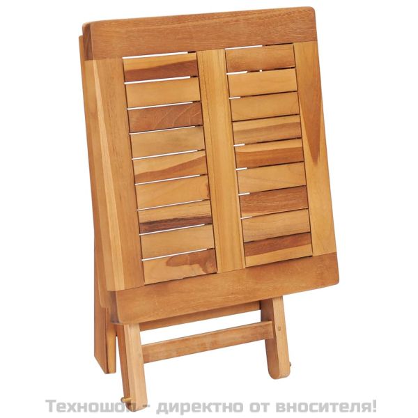 Шезлонг с масичка и шалте, тиково дърво масив