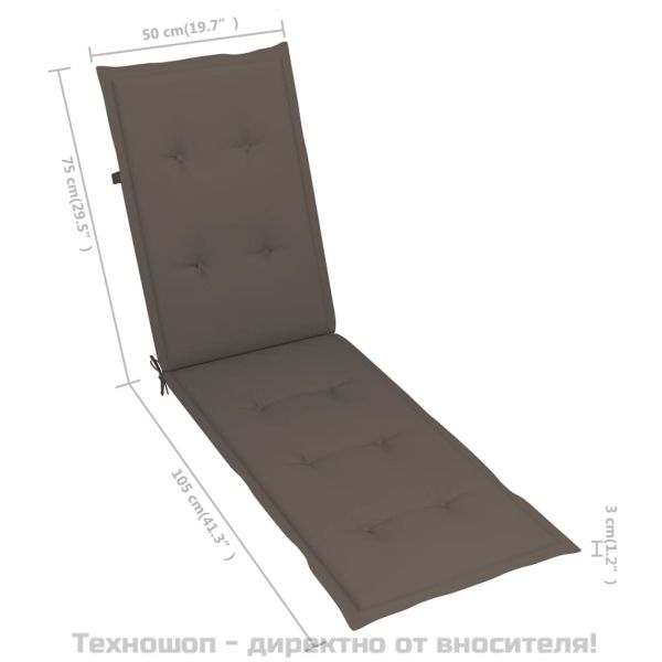 Градински шезлонг подложка за крака и възглавница акация масив