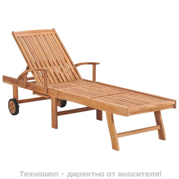 Шезлонги с шалтета на червено каре, 2 бр, тиково дърво масив
