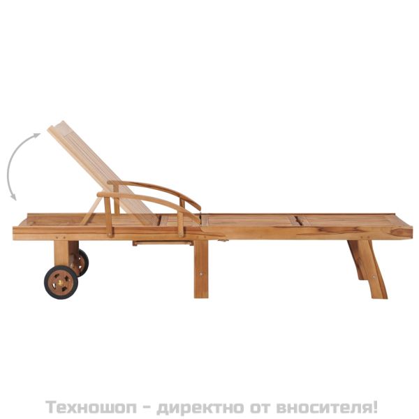 Шезлонги с шалтета на червено каре, 2 бр, тиково дърво масив