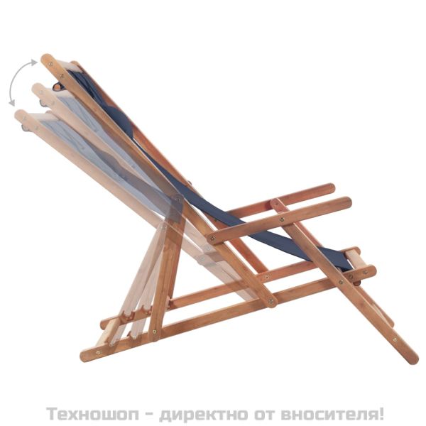 Сгъваем плажен стол, текстил и дървена рамка, син