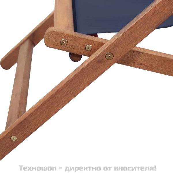 Сгъваем плажен стол, текстил и дървена рамка, син